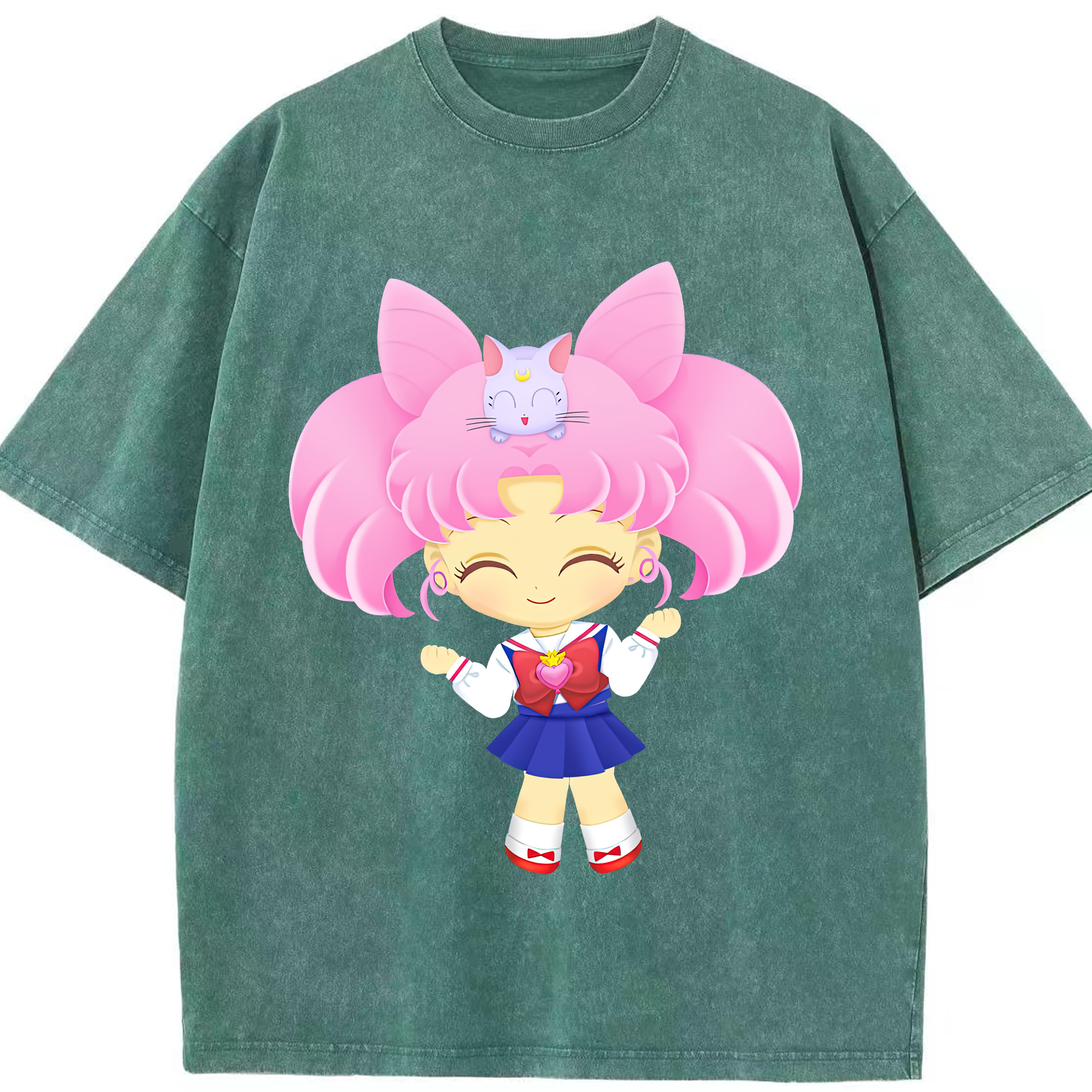 （画像用） 美少女戦士セーラームーン ちびうさ Sailor Moon Chibiusa Tsukino Usagi Small Lady Serenity 綿100% ヴィンテージ風 半袖Tシャツ（フロントプリント）